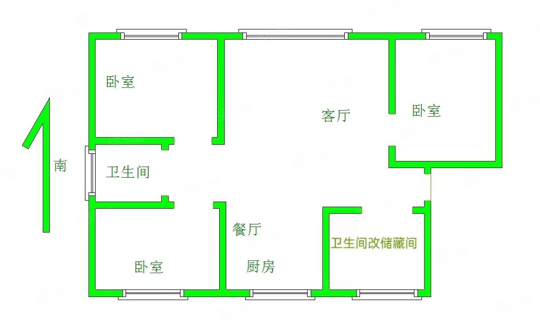 平安南区3室2厅1卫143㎡南北79万