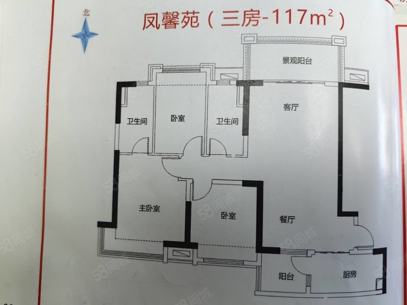 碧桂园东江凤凰城3室2厅2卫117㎡南北56万