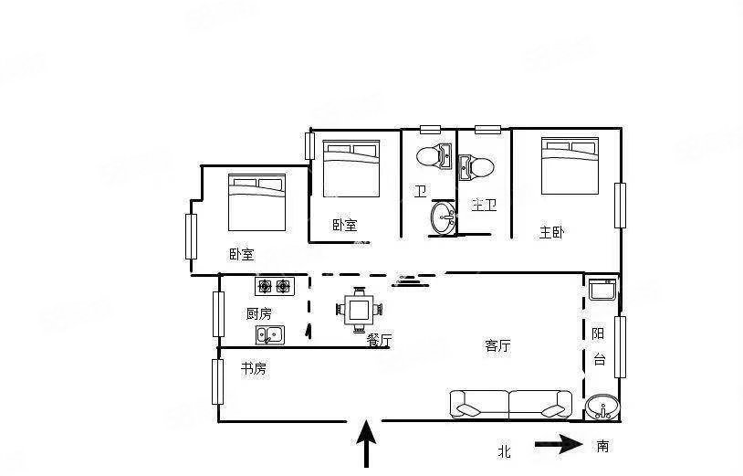 永盛花园3室2厅2卫135㎡南北56万