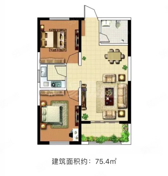 财富广场2室2厅1卫76㎡南50.5万