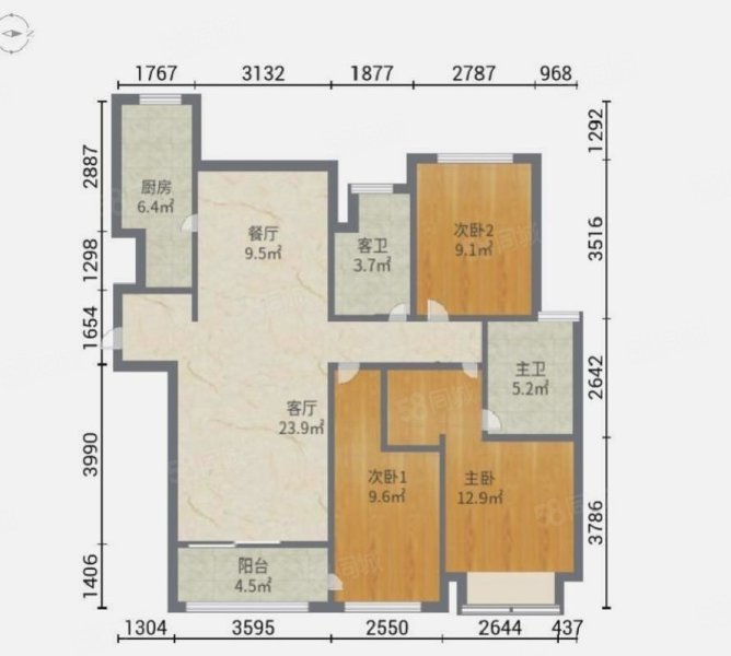 徐汇公园道壹号3室2厅2卫134.31㎡南北2100万