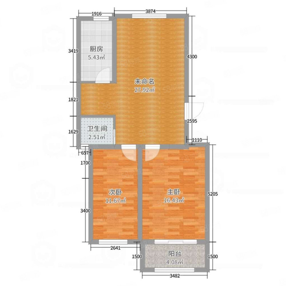 曹岗开发小区3室2厅1卫104㎡南北50万