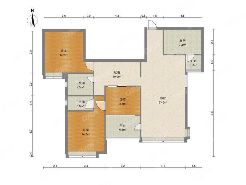 元一柏庄3室1厅2卫130.48㎡南190万