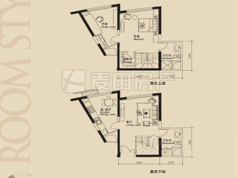 新城国际2室1厅2卫121㎡西北1030万