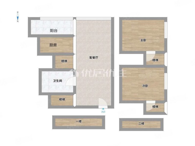 青年国际2室2厅1卫57㎡南北40万