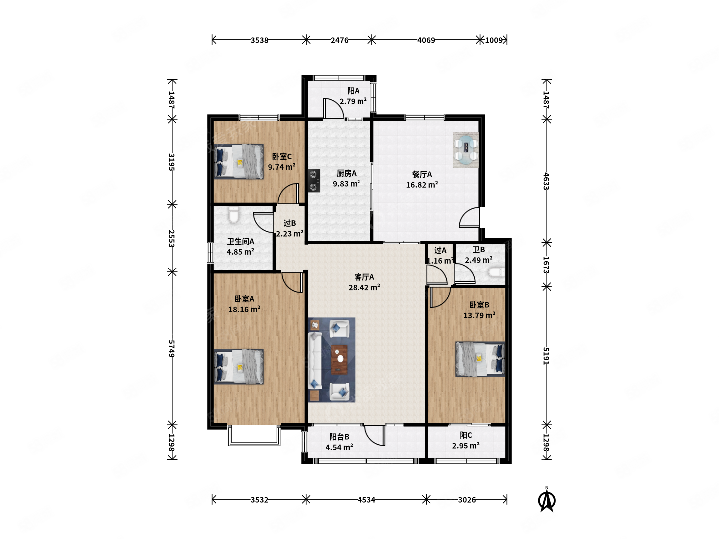 楓澤園3室2廳2衛(wèi)139.07㎡南北800萬(wàn)
