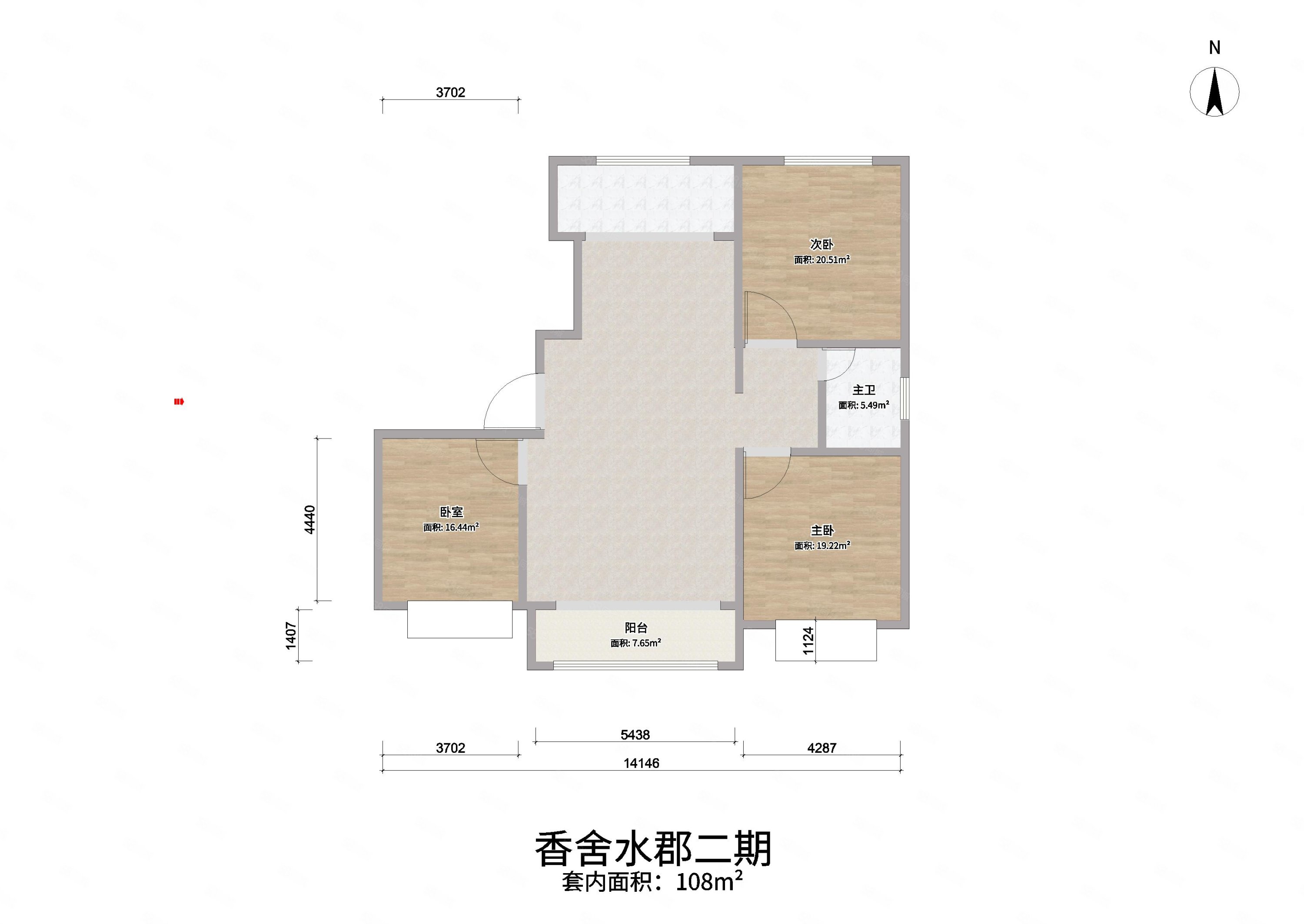 香舍水郡3室2厅1卫107㎡南北118万