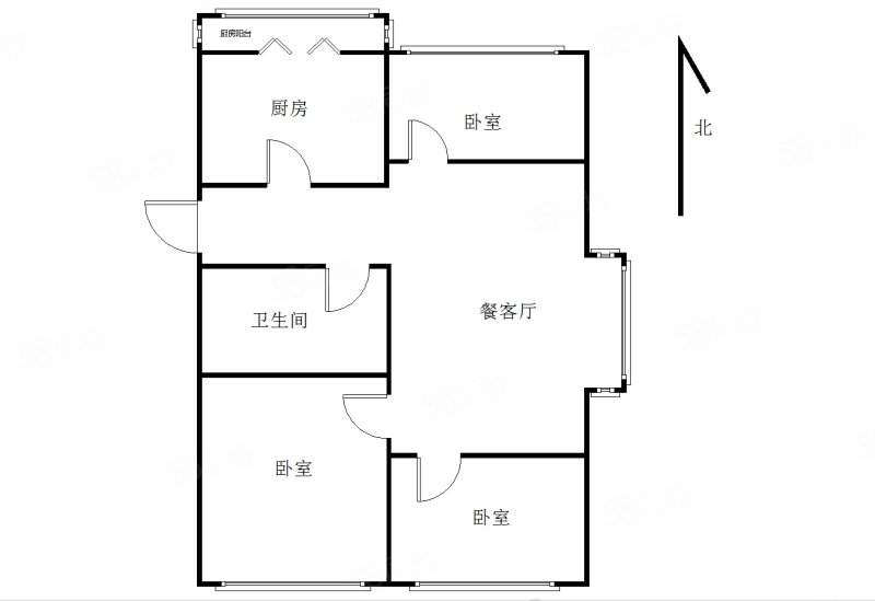 三隆世纪城3室2厅1卫110.52㎡南北63万