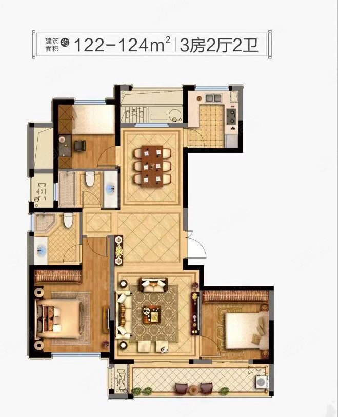 山外春澜家园3室2厅2卫122㎡南北105万