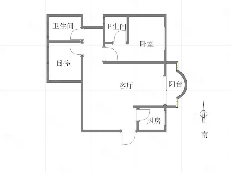 金科花园2室2厅2卫95㎡南88.3万