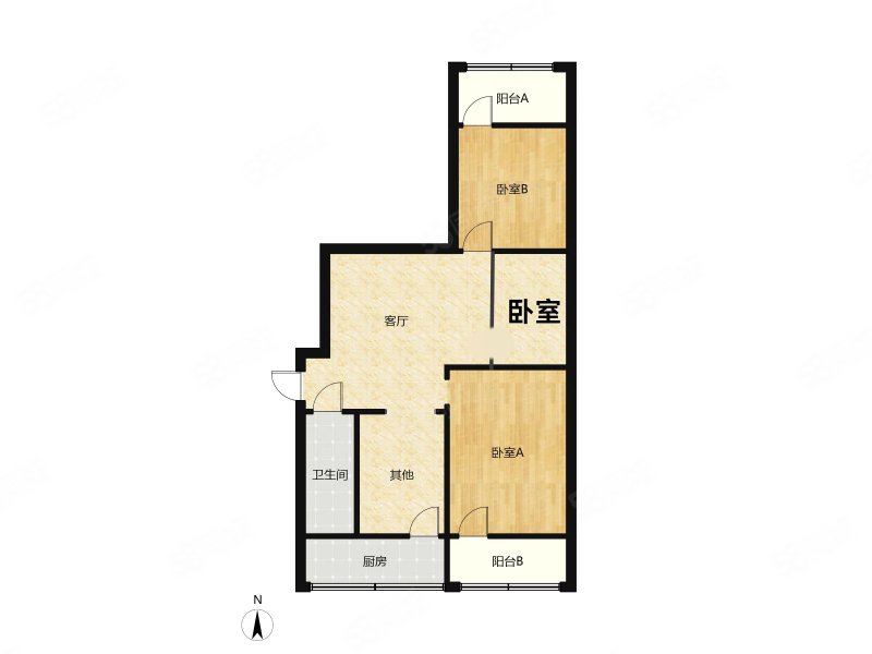 望岭东路17号院2室2厅1卫74㎡南北137万