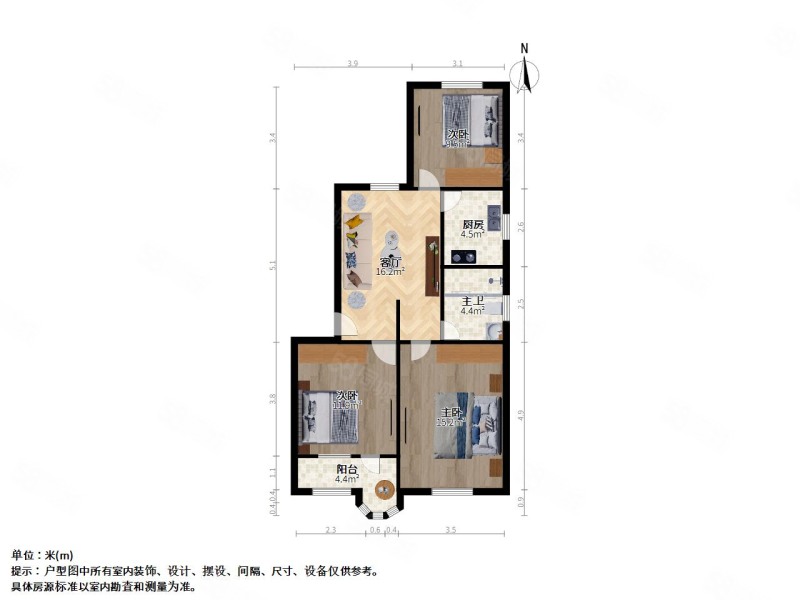 前哨路198弄小区3室1厅1卫88.02㎡南北229万