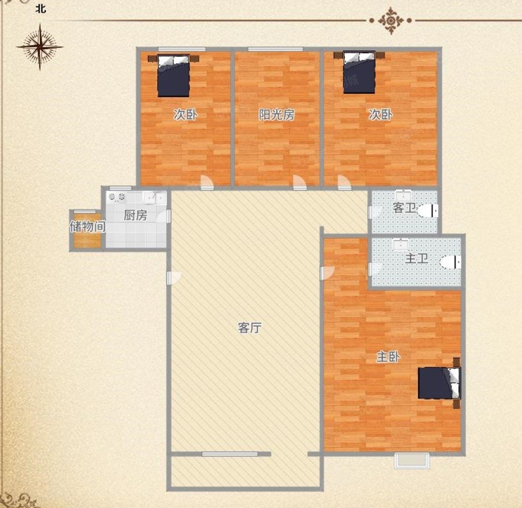 金隅观澜时代3室2厅2卫125.69㎡南北560万