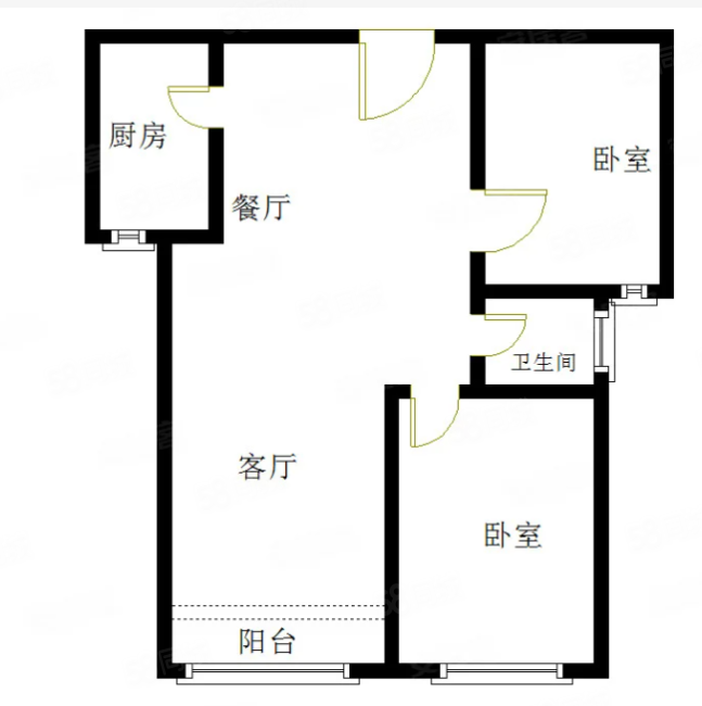 仁安里2室2厅1卫63.42㎡南北93万