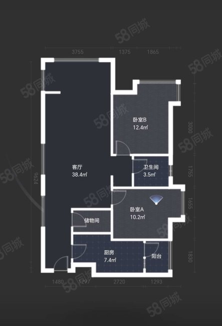 塔子山壹号2室2厅1卫89.77㎡东南280万