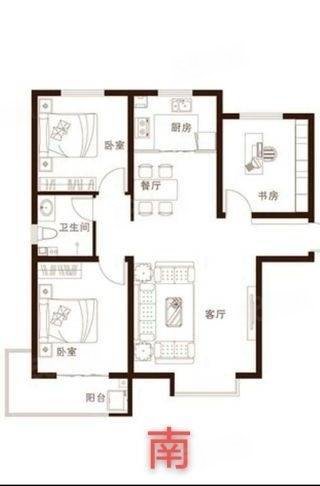 泰华旭景城3室2厅1卫116㎡南北89万