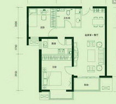 燕京航城2室1厅1卫87㎡南125万