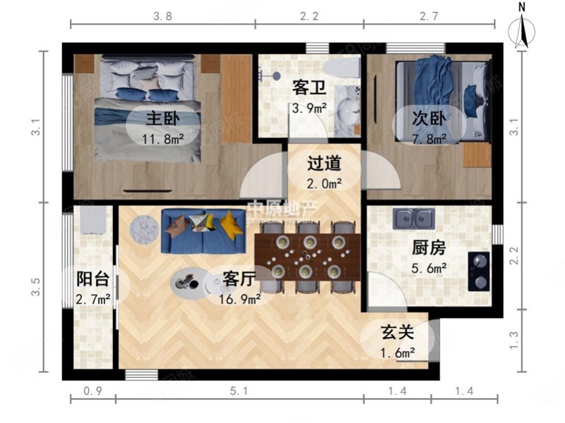 舒畅园2室1厅1卫77㎡南北99.8万