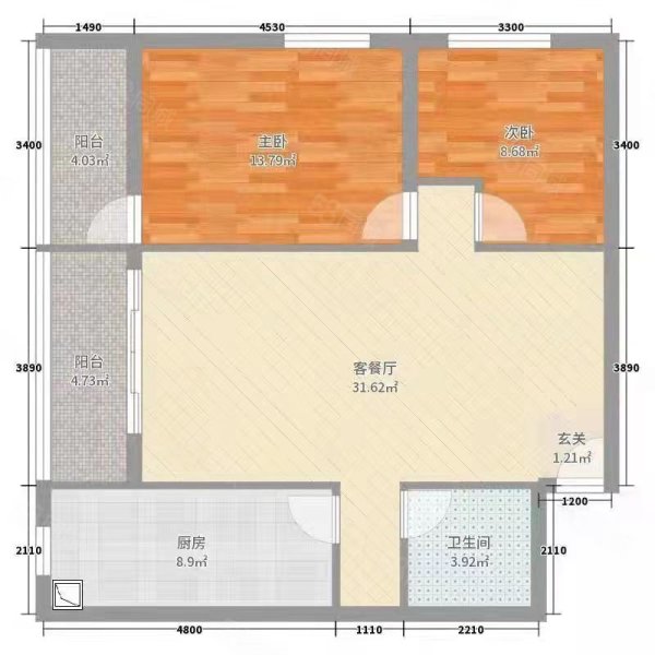 朝阳西路13号院2室1厅1卫58㎡南北38万