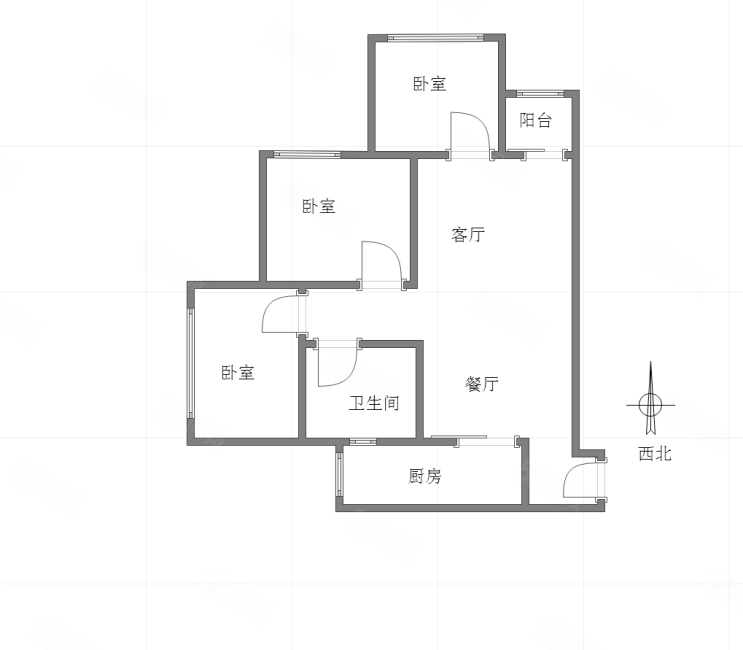 升伟一里南滨3室2厅1卫80.9㎡西北104万