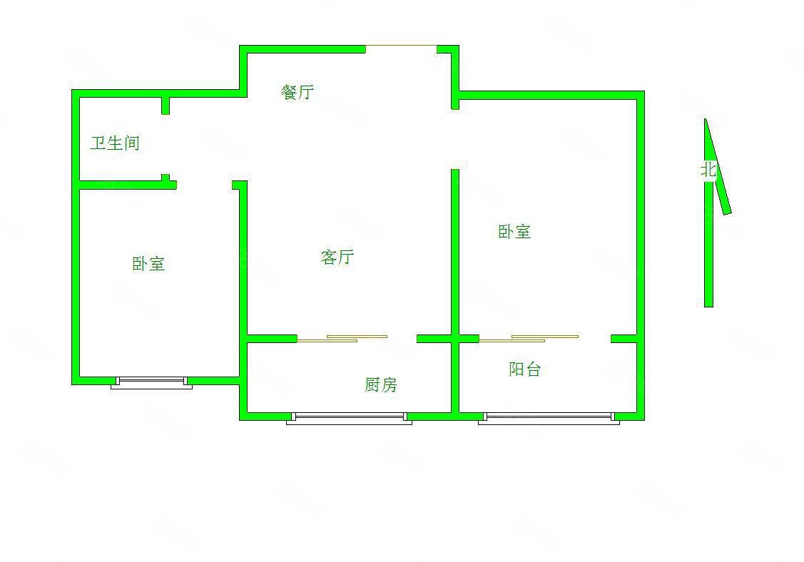 阳光小区(向阳北大街)2室2厅1卫74㎡南54万