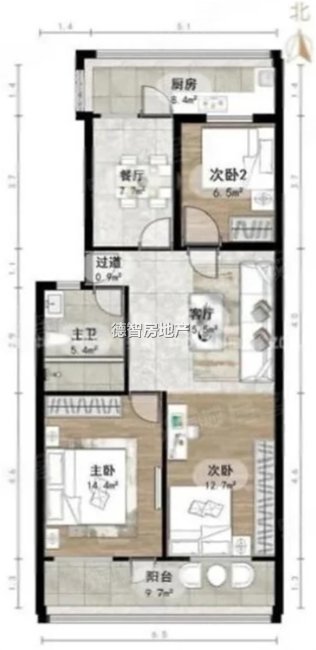 纬八路99号院3室2厅1卫111.74㎡南北132万