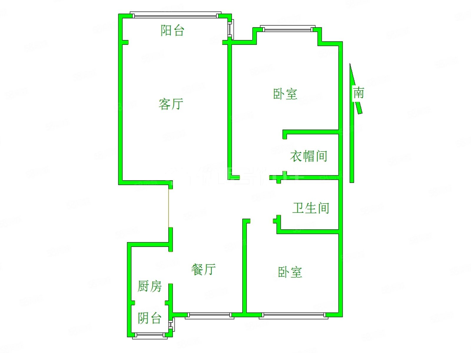 兴泰御都(公寓住宅)2室2厅2卫122.47㎡南北360万