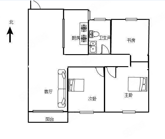 莲花苑3室2厅1卫95㎡南56万