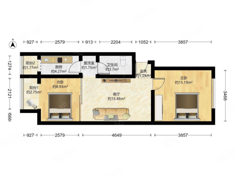 建欣苑三里南区2室1厅1卫71.45㎡东西285万