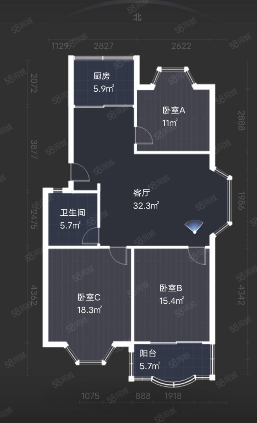 中山家园(念九巷16-52双号)3室1厅1卫108.31㎡南214万