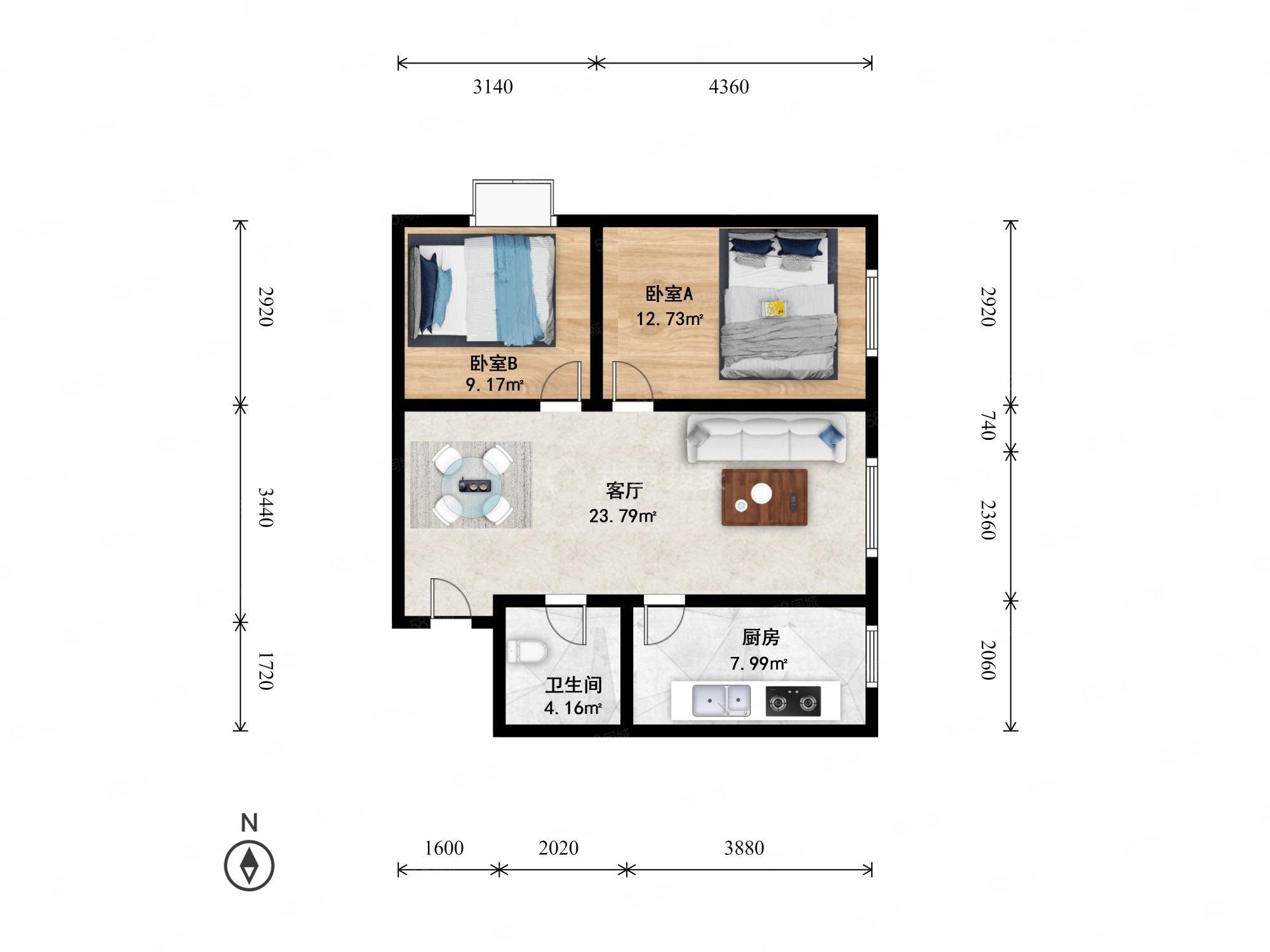 华纺易城2室1厅1卫85.97㎡东北570万