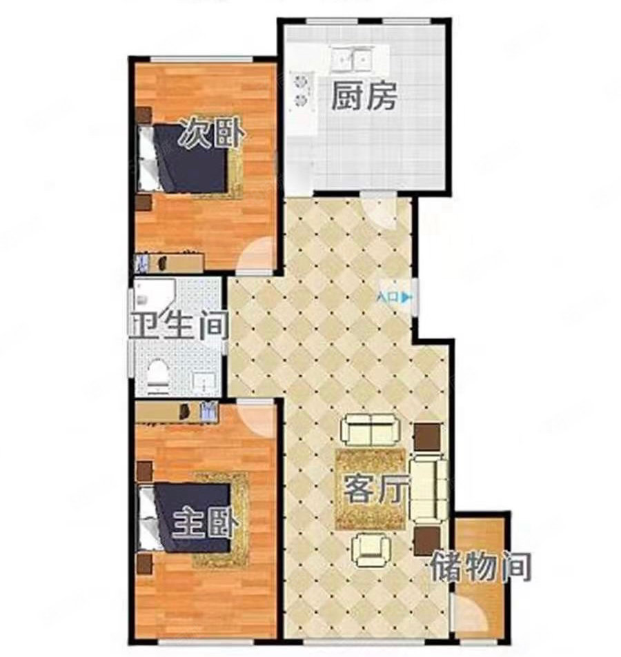 怡园2室1厅1卫102㎡南北57.5万