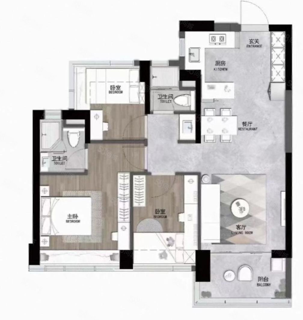 侨香公馆3室2厅1卫95㎡南375万