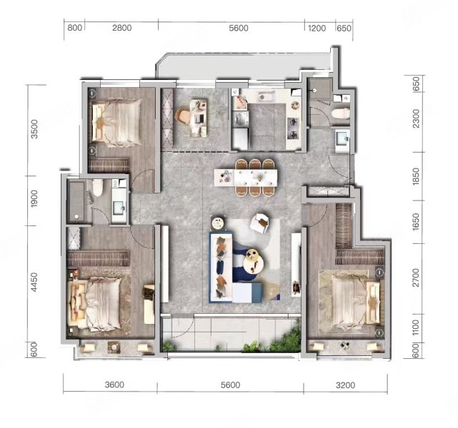 公园都会(北区)4室2厅2卫127㎡南北530万