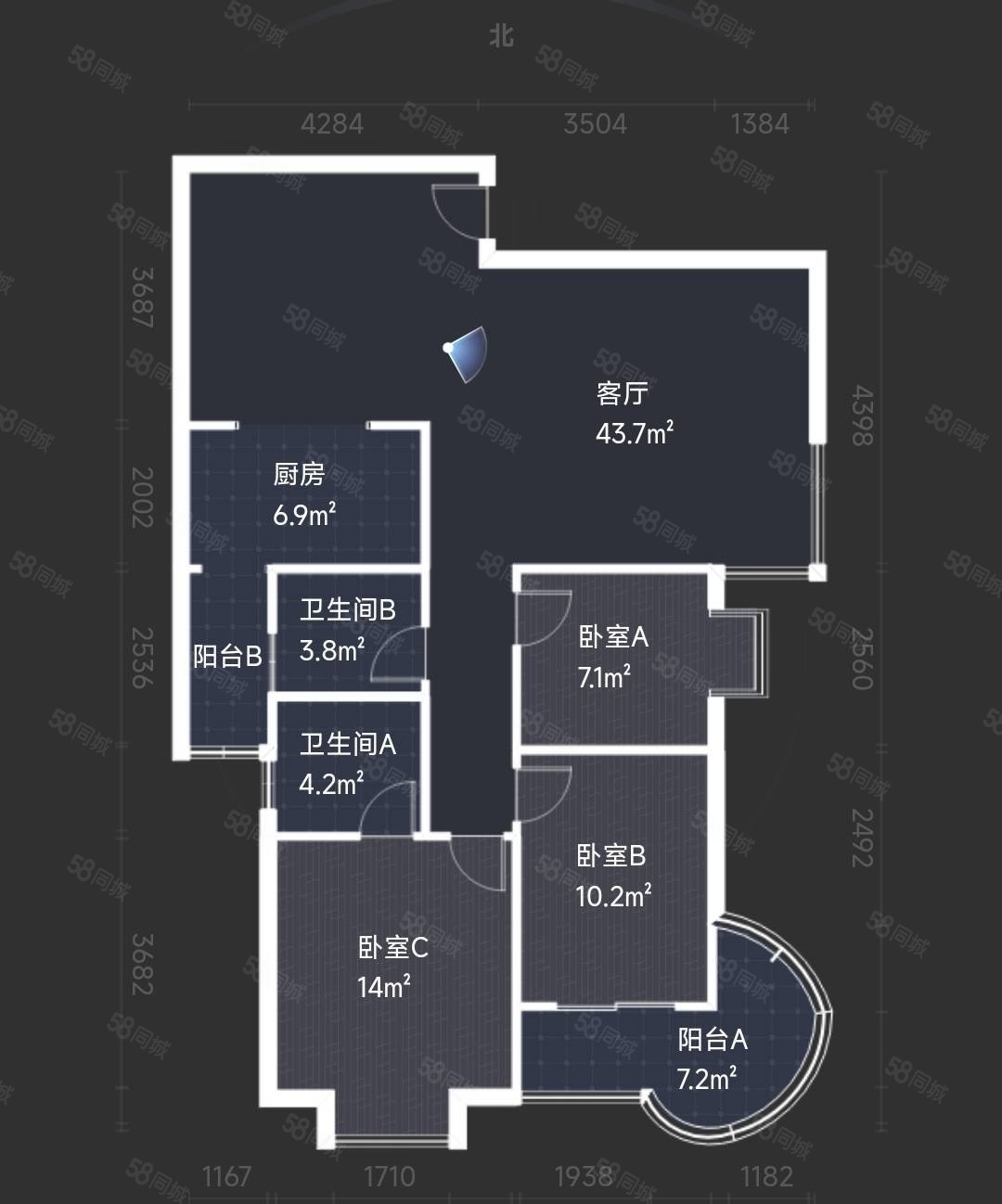 紫薇龙腾新世界3室2厅2卫135.87㎡东南178万