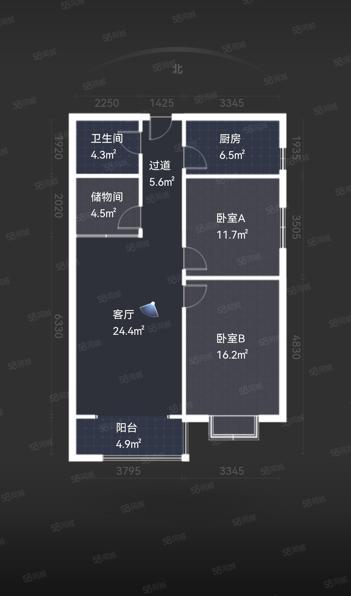 富怡花园3室2厅1卫105㎡南北77万