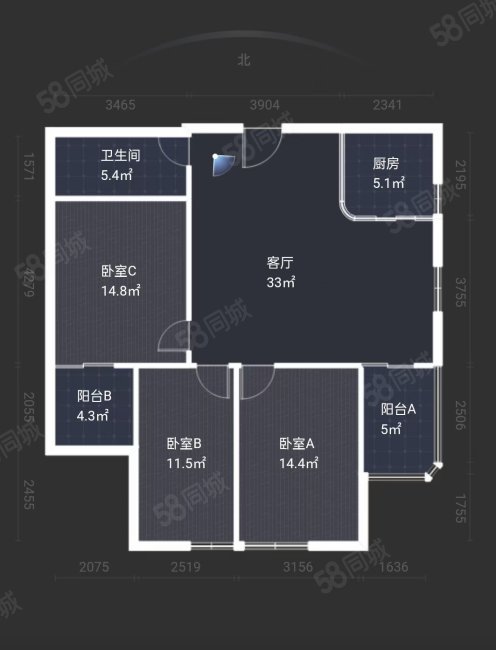 得月花园3室2厅1卫124.62㎡东南198万