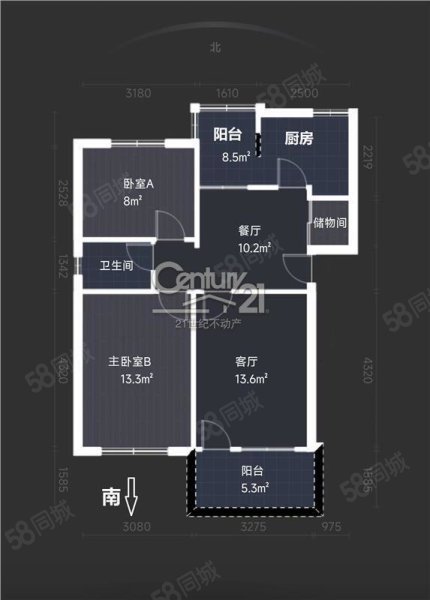 上陡门教育新村2室2厅1卫75㎡南北105万