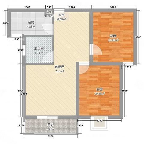 滨湖城市花园2室2厅1卫91㎡南北55万