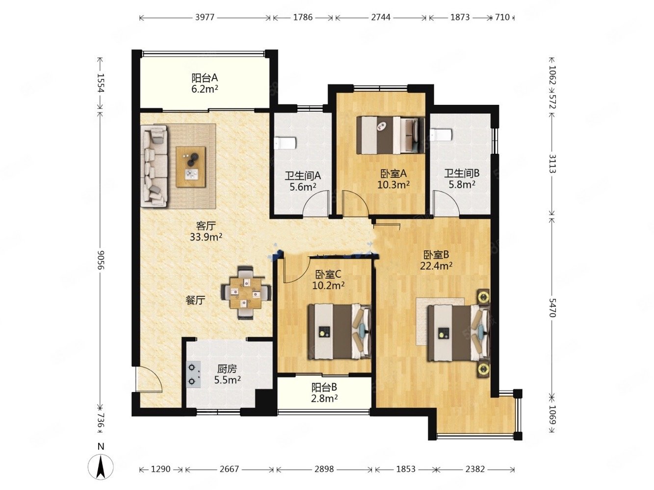 【10图】出价就谈 梅溪湖 长郡 精装3房 户型周正 公摊小合能璞丽