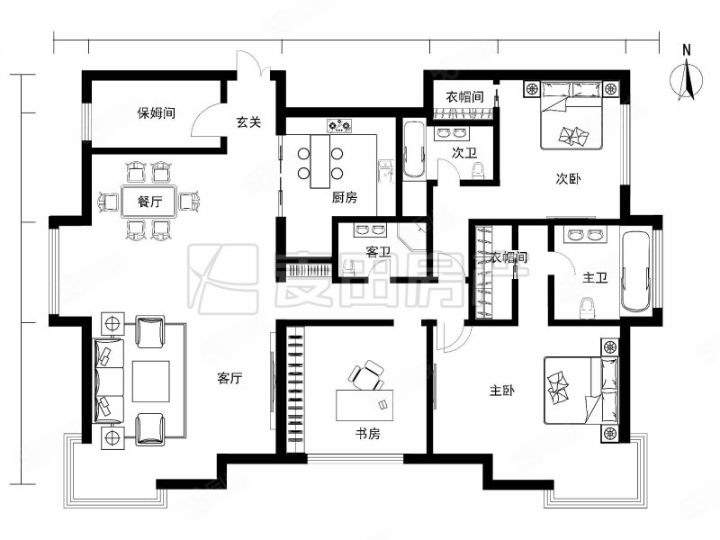 棕榈泉国际公寓3室2厅3卫279.03㎡东南2398万