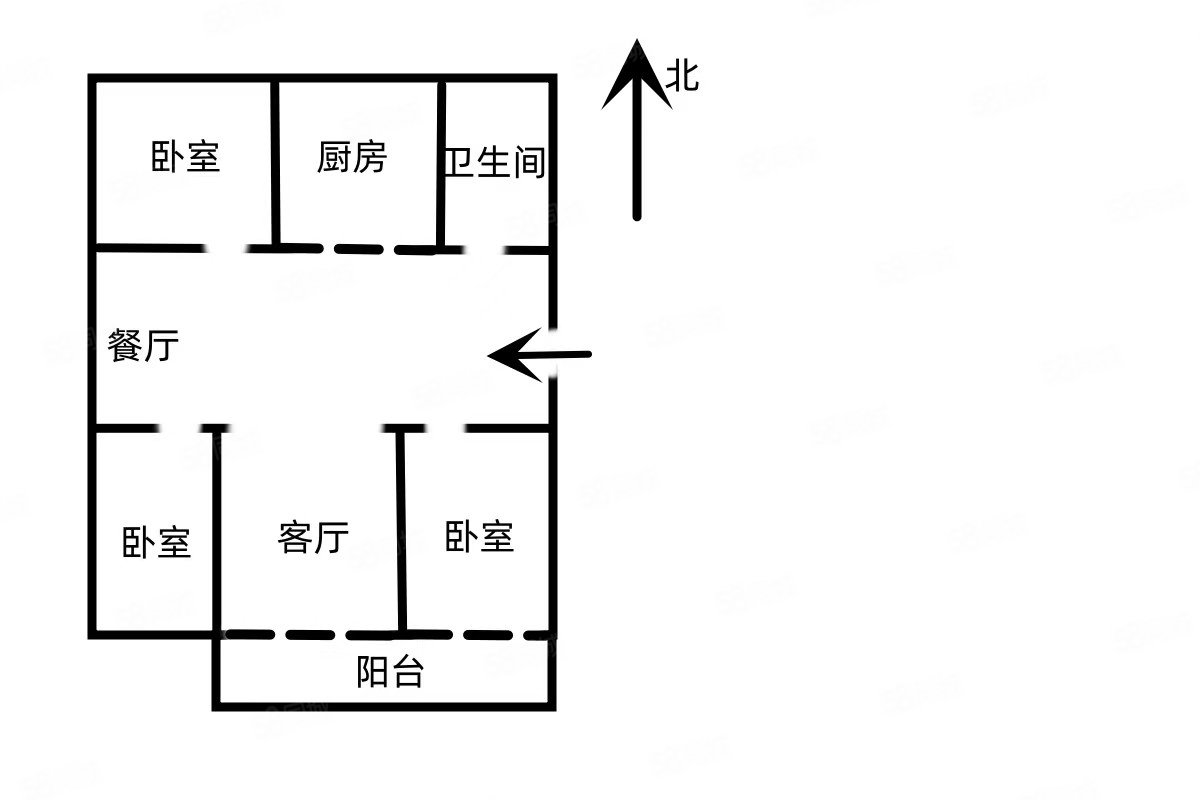 荷南社区3室2厅1卫125㎡南北48万