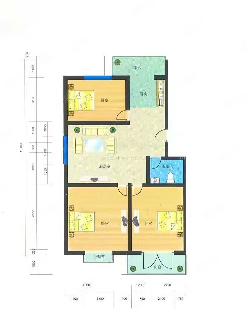 新华西街56号院3室1厅1卫83㎡南北36.8万