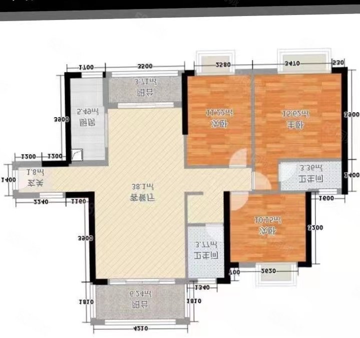 申蓝宝邸(一期)3室2厅2卫127.03㎡南北96万