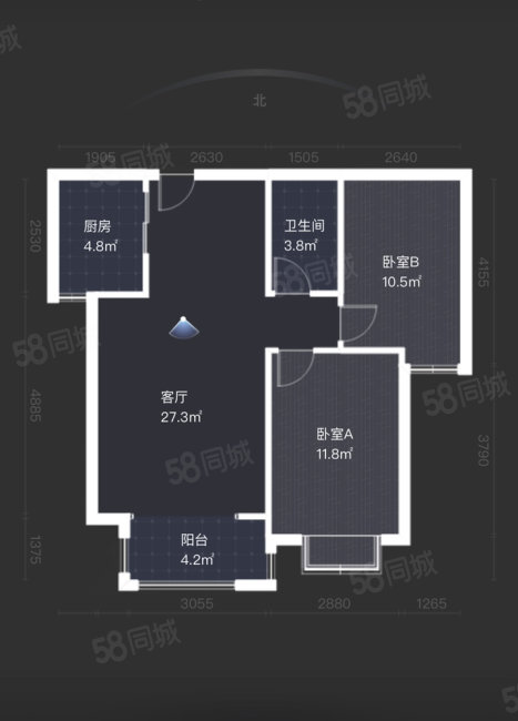 紫睿天和2室2厅1卫85㎡南117万