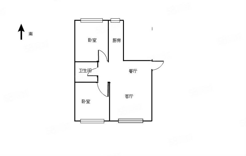 鑫丰雍景豪城2室1厅1卫76.65㎡南北85万