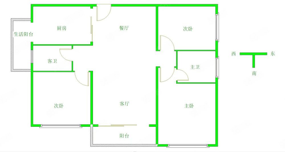 锦绣新城3室2厅2卫123.55㎡南北123万