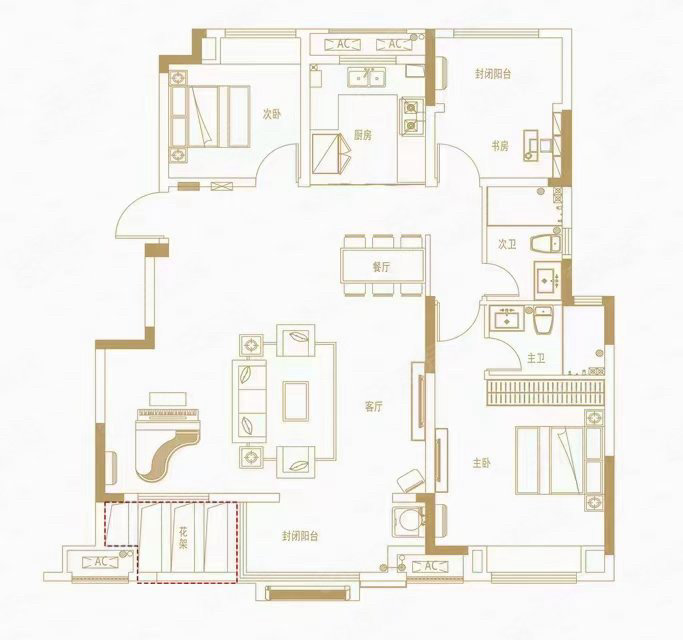 公园悦府3室2厅2卫119.71㎡南北66万