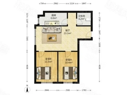 中海城星座2室1厅1卫84.99㎡西南40万