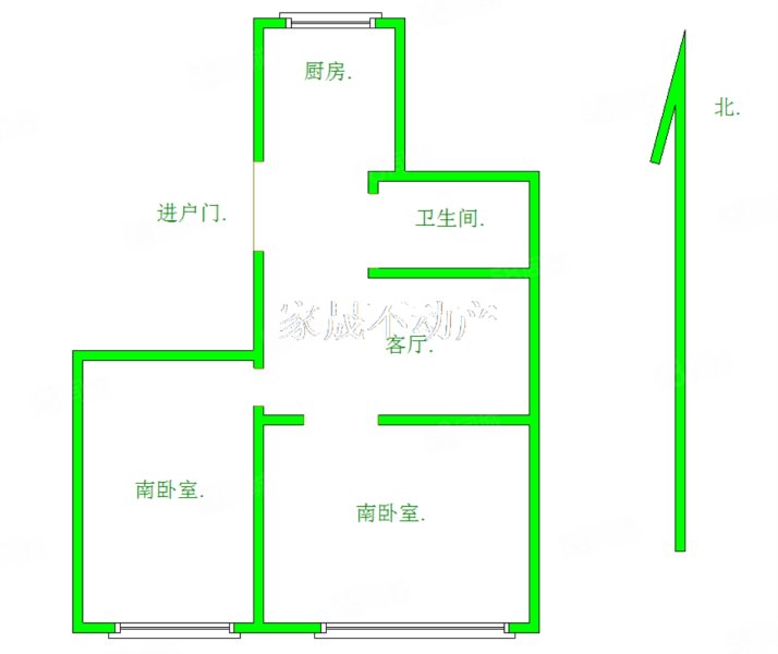 新湖国际二期2室1厅1卫82.67㎡南北34万